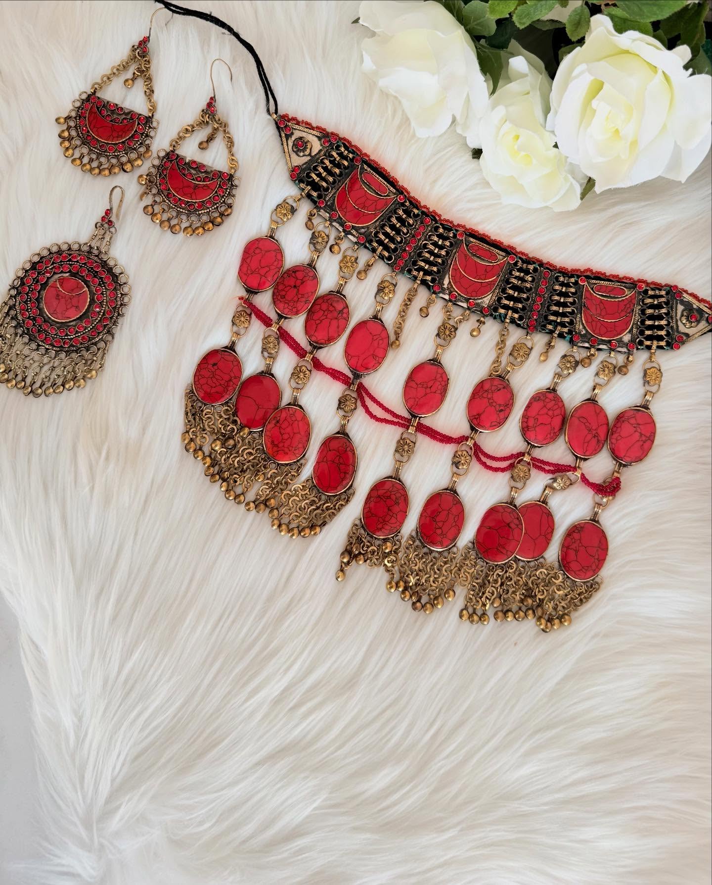 Red Stone Choker Set